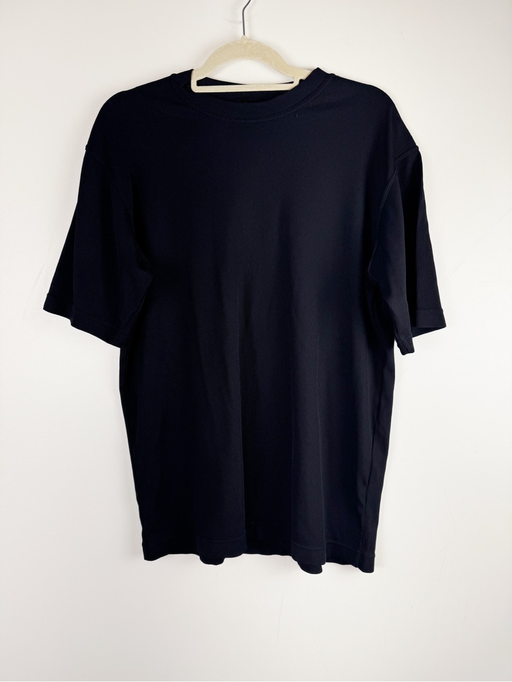Toscano Ribbed Tee Shirt MENS M Medium Black Crewneck Short Sleeve Made In Italy